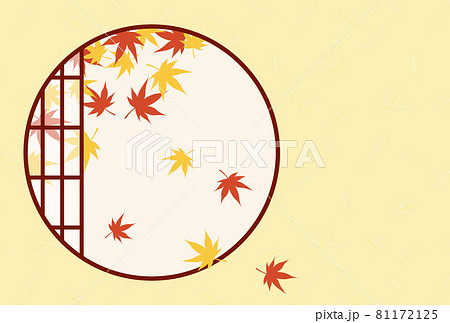 丸窓と紅葉のイラストの背景素材 81172125