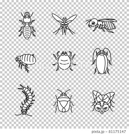 害虫のキャラクターイラスト　アイコンセット 81175147