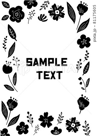 手書き 北欧風植物のメッセージカード シルエット のイラスト素材