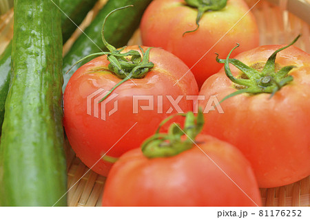 夏野菜。トマト、きゅうりの写真素材 [81176252] - PIXTA