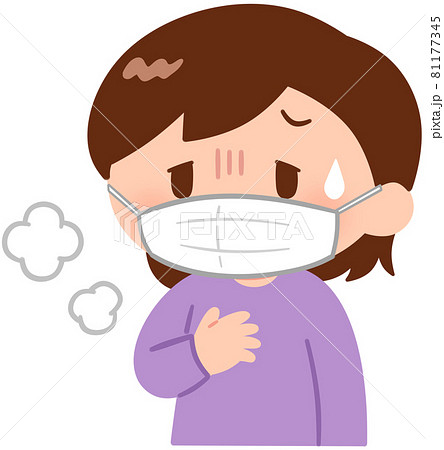 マスクをして息苦しそうな女の子のイラスト素材