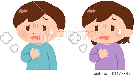 息苦しそうな男の子と女の子 81177347