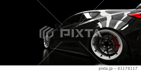 Black sports car coupe on a black background. 3d rendering. 81178117