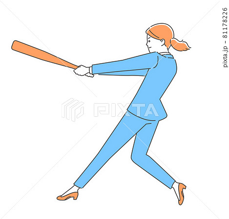 ビジネス　バットを振る女性 3色 81178226