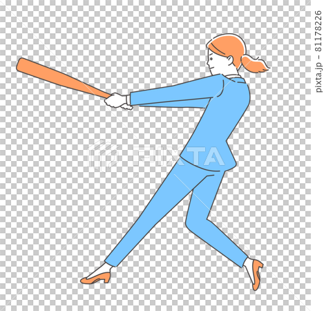 ビジネス　バットを振る女性 3色 81178226