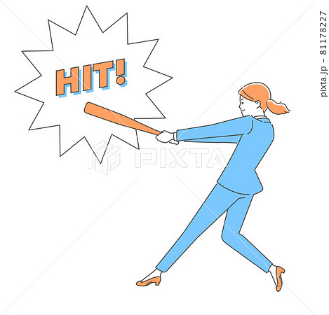ビジネス　バットを振る女性 3色 81178227