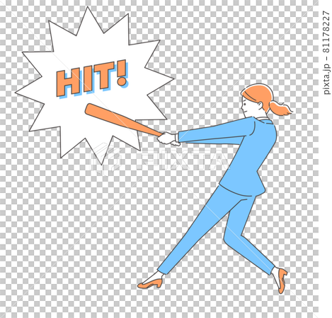 ビジネス　バットを振る女性 3色 81178227