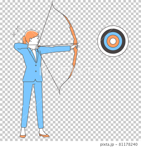 Three colors of women aiming at the target with a business bow 81178240