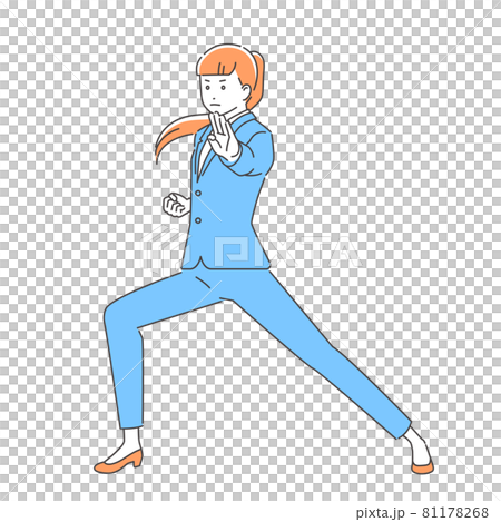 Three colors of women holding a business karate kata Three colors of women holding a business karate kata 81178268