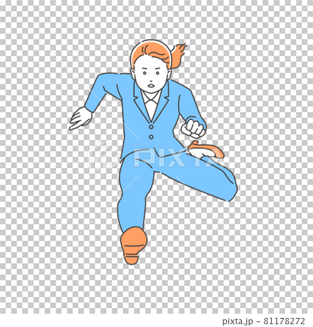 ビジネス ハードルを飛び越える女性 3色のイラスト素材