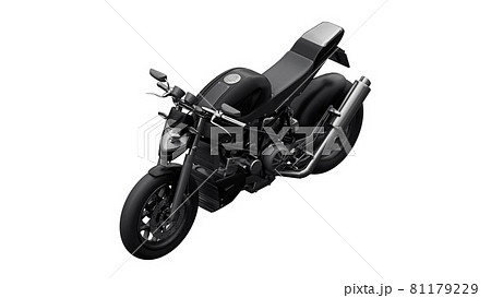 Black super sports motorbike on white background. 3d illustration. 81179229