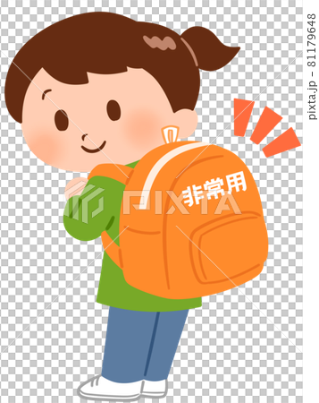 非常用リュックサックを背負う女の子 非常用リュックサックを背負う女の子 81179648