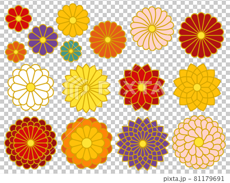 和風の菊のアイコンセット 81179691