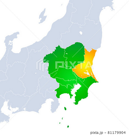 茨城県地図と関東地方のイラスト素材 茨城県地図と関東地方のイラスト素材