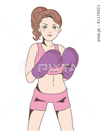 ボクシングをする若い女性 81179921