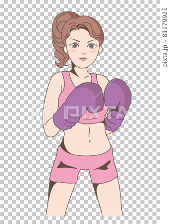 ボクシングをする若い女性 81179921
