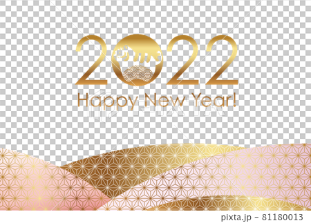2022年(寅年)の和柄年賀状テンプレート 2022年(寅年)の和柄年賀状テンプレート 81180013