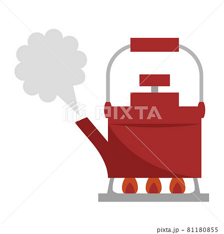 ヤカンでお湯を沸かしているイラストのイラスト素材