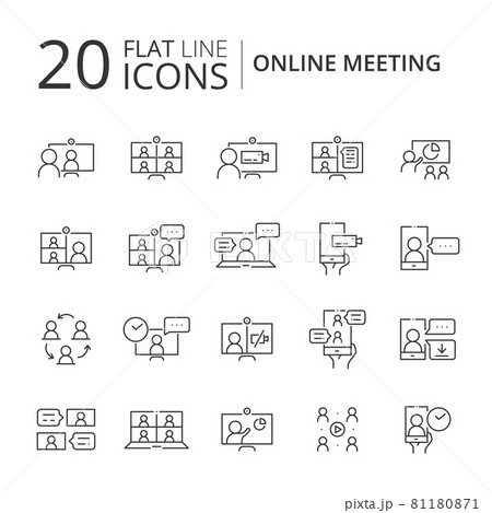 Simple set of online meeting related line 81180871