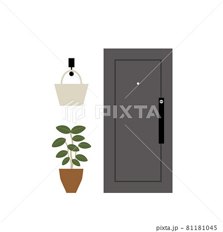 シンプルなマンションの玄関ドアのイラストのイラスト素材
