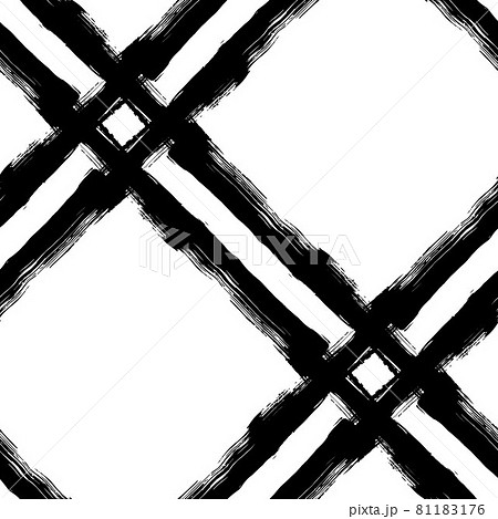 Vector Plaid Brush Seamless Pattern Grange Minimalist Check Geometric Design in Black Color. Modern Grung Collage Background for kids fabric and textile 81183176