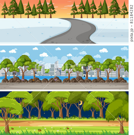 Set of different nature horizontal scenes 81184282