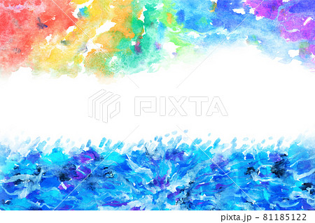 水 波 青 虹 水彩 ベクター 背景 81185122