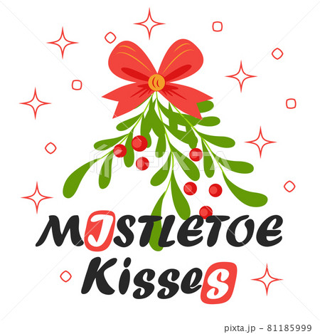 Kiss Me Under The Mistletoe Man And Woman のイラスト素材