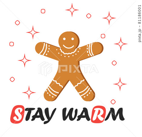 red striped Christmas and New Year's minimal simple postcard with gingerbread man and space for your text. red striped Christmas and New Year's minimal simple postcard with gingerbread man and space for your text. 81186001