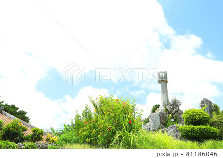 ハイキー写真　沖縄　竹富島の風景 81186046