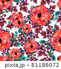 Watercolor seamless pattern with rose and leaf. Red flowers green leaves, On white background. Floral endless artwork. Hand-drawn beautiful print 81186072