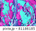 Handmade marble texture. Fluid paints. Can be used for print, background, textile, design of posters, cards, wallpapers. Modern artwork. Marbling drawing brush. Pink, violet and blue colours 81186185
