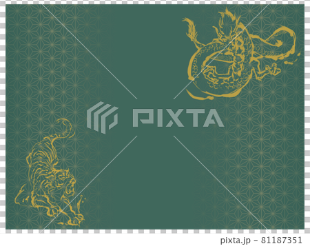 龍虎（日本圖案背景）-插圖素材[81187351] - PIXTA圖庫