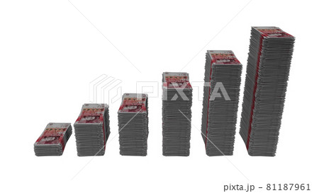 stacks of British pound bills rising in upwards stairs 81187961