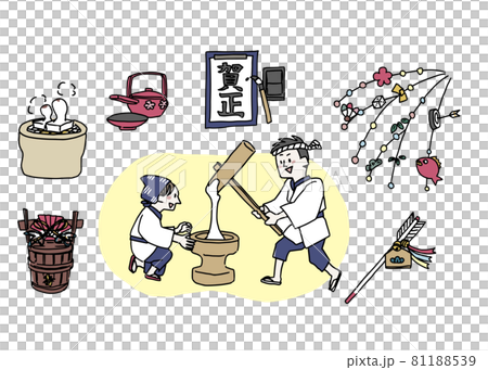日本のお正月のイラストセット2 81188539