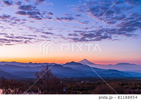 （山梨県）清里・美し森展望台から、富士山遠望 81188954