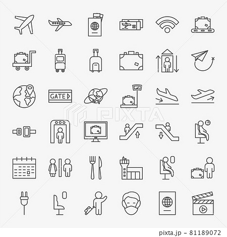 Airport Line Icons Set 81189072