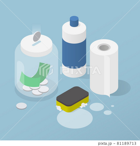 Saving Money For Cleaning Isometric Illustration 81189713
