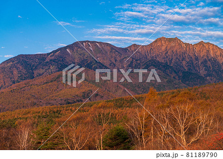 （山梨県）清里・美し森展望台から見る、八ヶ岳連峰、秋 81189790