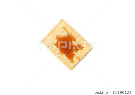 Cookie with caramel isolated on white background Cookie with caramel isolated on white background 81190122