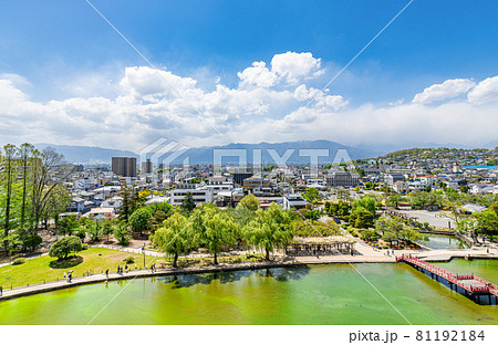 長野県松本市　松本城天守から見る松本市の街並み（西方向） 81192184