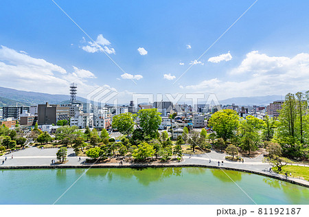 長野県松本市　松本城天守から見る松本市の街並み（南方向） 81192187