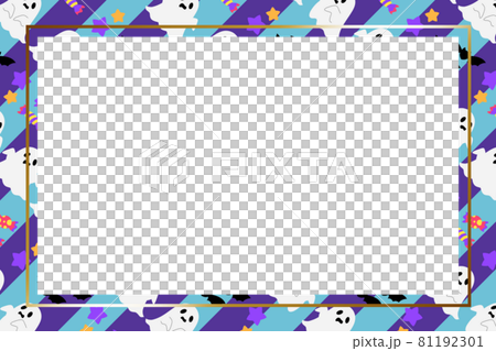 ハロウィンのフレーム　長方形　ストライプ 81192301
