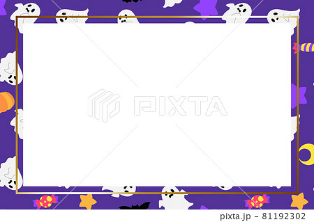 ハロウィンのフレーム　長方形　パープル2 81192302