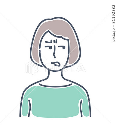 イラつく 舌打ちする女性 アイコン 正面 上半身のイラスト素材