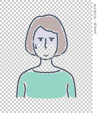 ドン引きしている女性 アイコン 正面 上半身 81192334