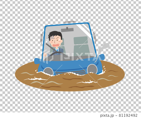 沈んでいく車のイラスト 沈んでいく車のイラスト 81192492