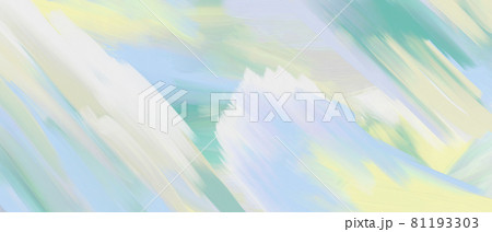 油彩抽象背景 春色のペイント ナチュラル 油絵 絵の具 緑 水色 黄色 アート カラフル バナーのイラスト素材
