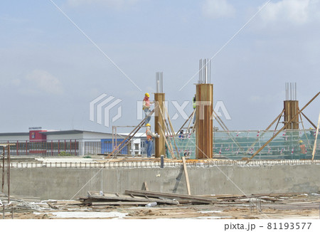 MALACCA, MALAYSIA -JULY 29, 2016: Construction site in progress at Malacca, Malaysia during daytime. Daily activity is ongoing. MALACCA, MALAYSIA -JULY 29, 2016: Construction site in progress at Malacca, Malaysia during daytime. Daily activity is ongoing. 81193577