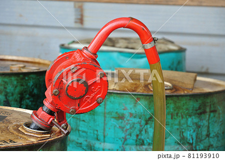 SELANGOR, MALAYSIA -AUGUST 26, 2016: Hand operated oil pump at the diesel storage area.  81193910